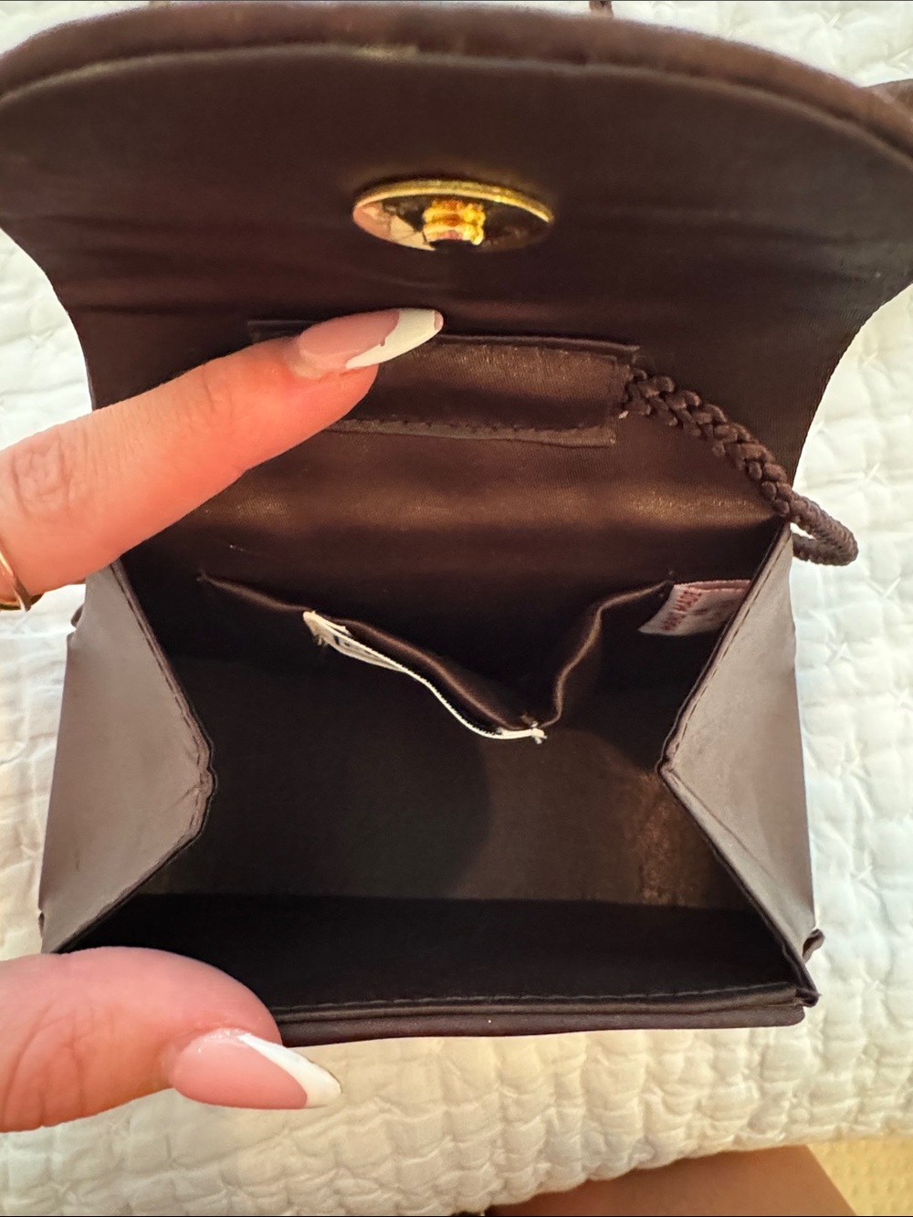 La Regale Mini Dark Brown Crossbody Bag with Wrist Strap - Picture 4 of 5